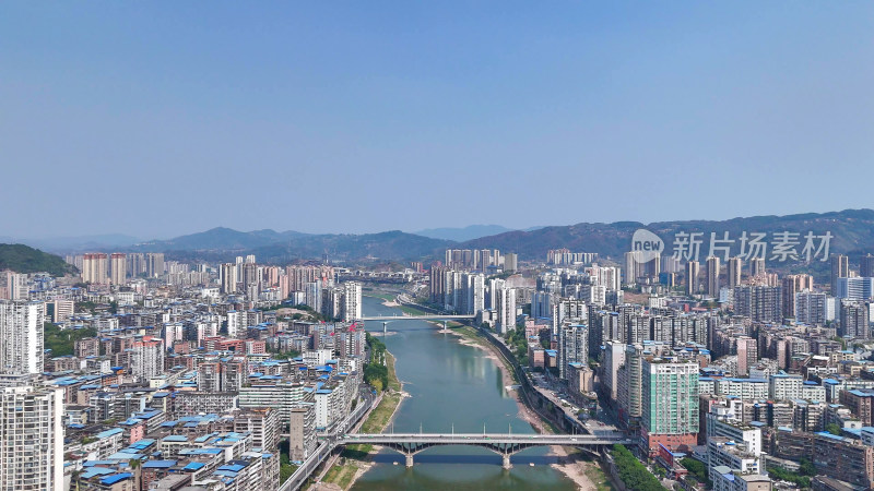 航拍四川达州建设达州大景摄影图