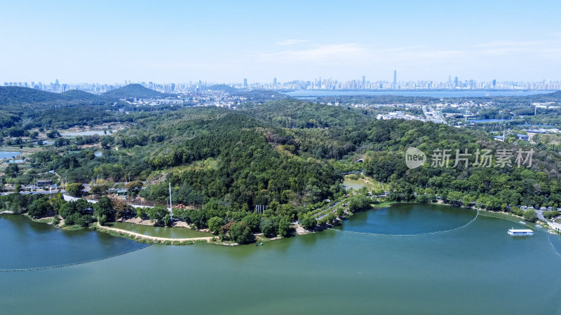 武汉洪山区吹笛景区航拍