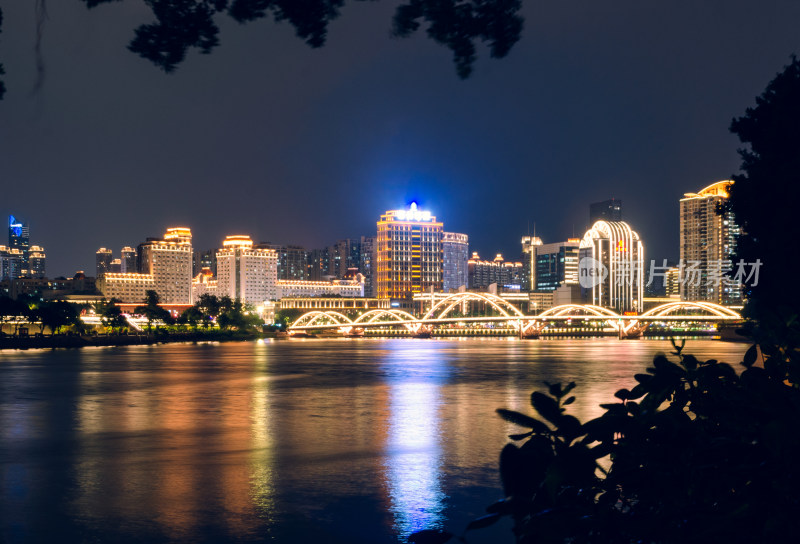 福州解放大桥城市天际线夜景