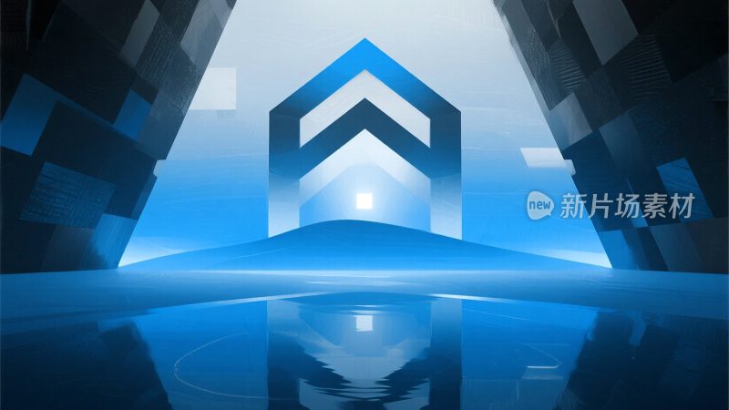 蓝色抽象空间几何光影场景