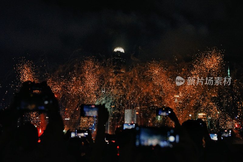 香港西九龙文化区，圣诞烟花表演