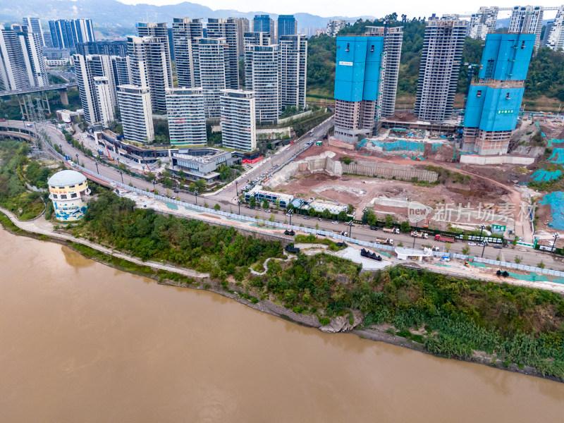 宜宾长江河流城市风光航拍图