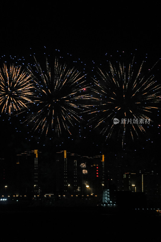 夜空绽放的绚烂烟花