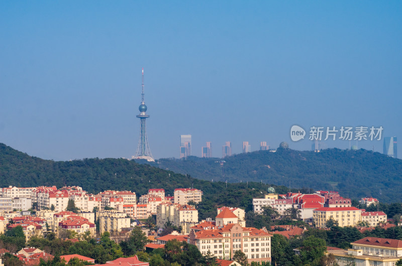 中国山东青岛市太平山附近城市风光