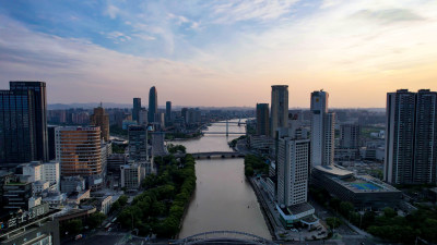 浙江宁波城市高楼建筑城市建设航拍