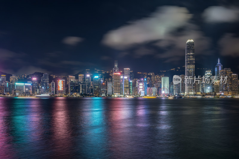 中国香港维多利亚港夜景城市风光