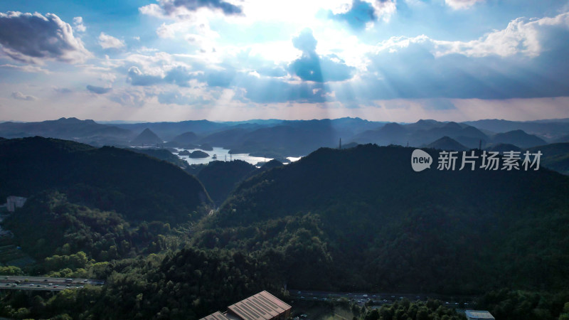 山中城市贵州贵阳城市大景航拍图