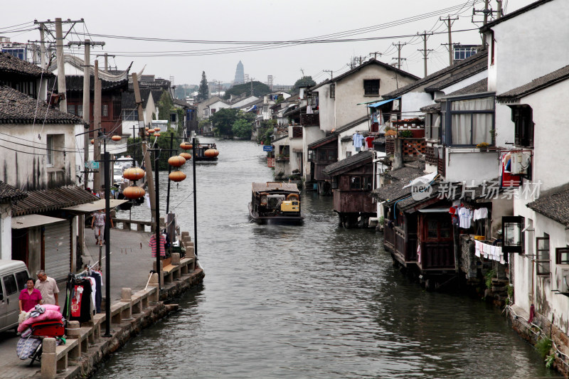 江南水乡古镇临水古建筑景观