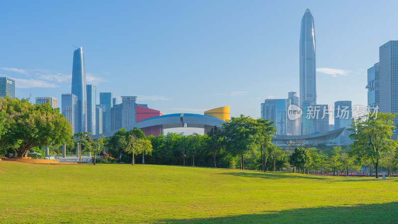 广东深圳莲花山公园平安大厦城市天际线