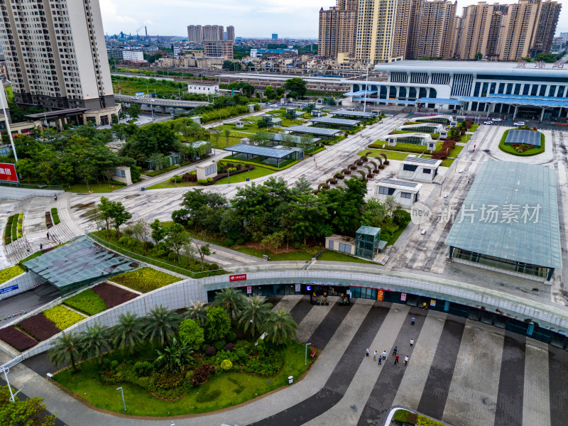 广西贵港城市风光交通航拍图