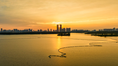 湖北武汉金银湖晚霞景色