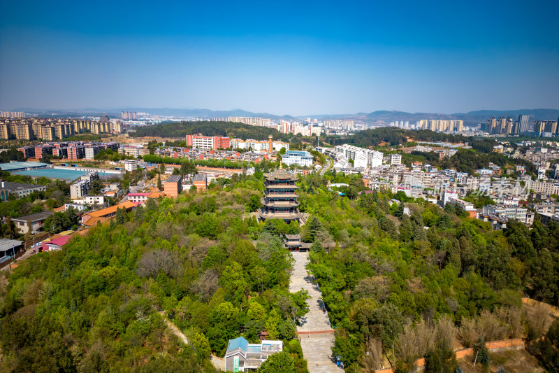 云南昆明城市风光地标建筑航拍图