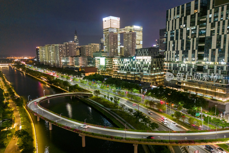 深圳南山区高新园、科技园的晚霞夜景