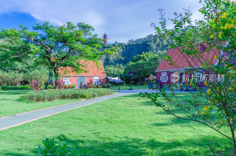 广州南沙蒲洲花园欧式建筑乡村小屋景观