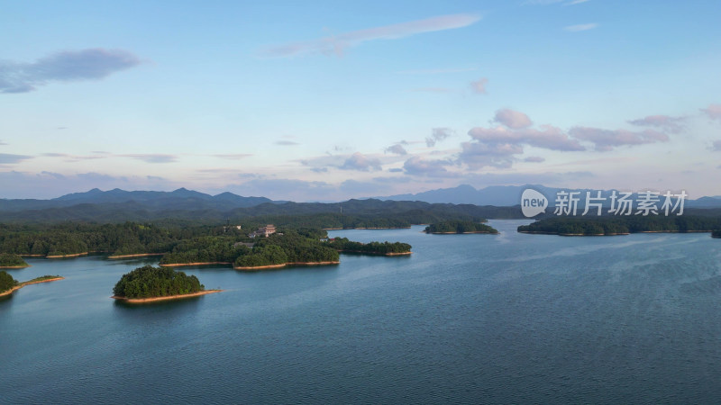 航拍湖北随州琵琶湖风景区