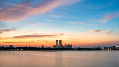 湖北武汉金银湖晚霞景色