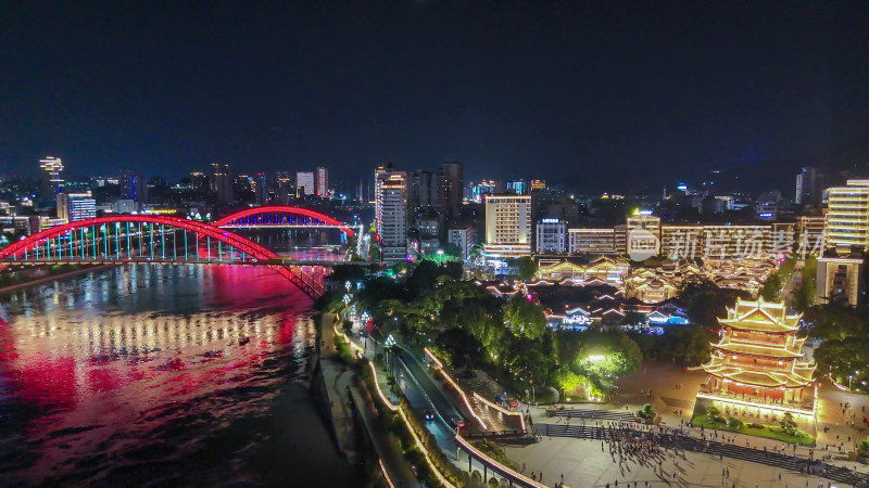 四川宜宾合江门广场夜景