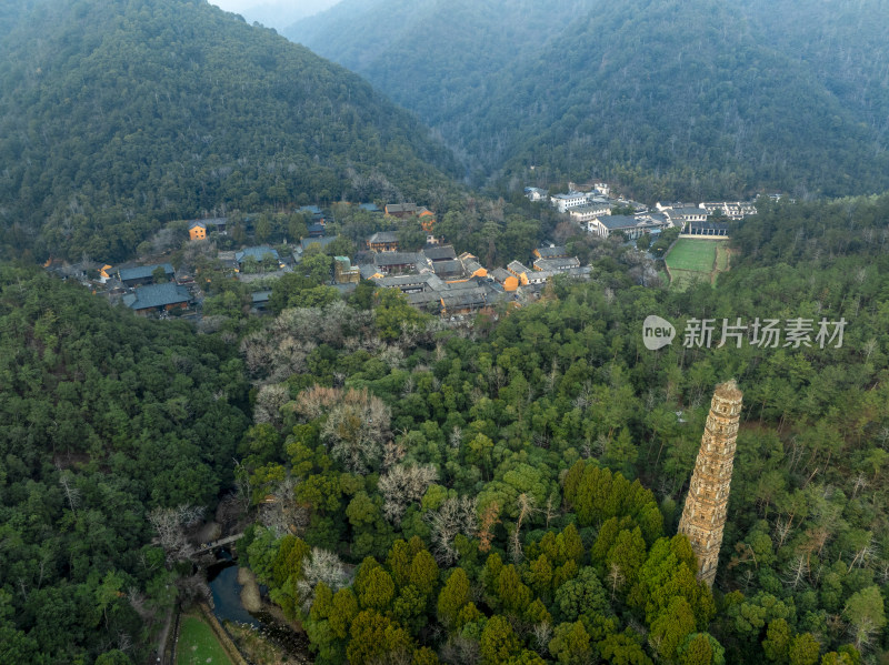 浙江台州国清寺隋塔天台山寺庙古塔宝塔航拍