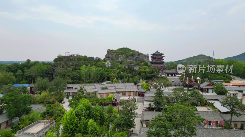 航拍河南商丘芒砀山旅游区夫子山景区