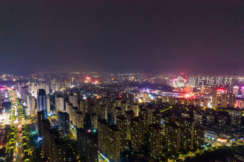 安徽蚌埠新城区城市夜景航拍图