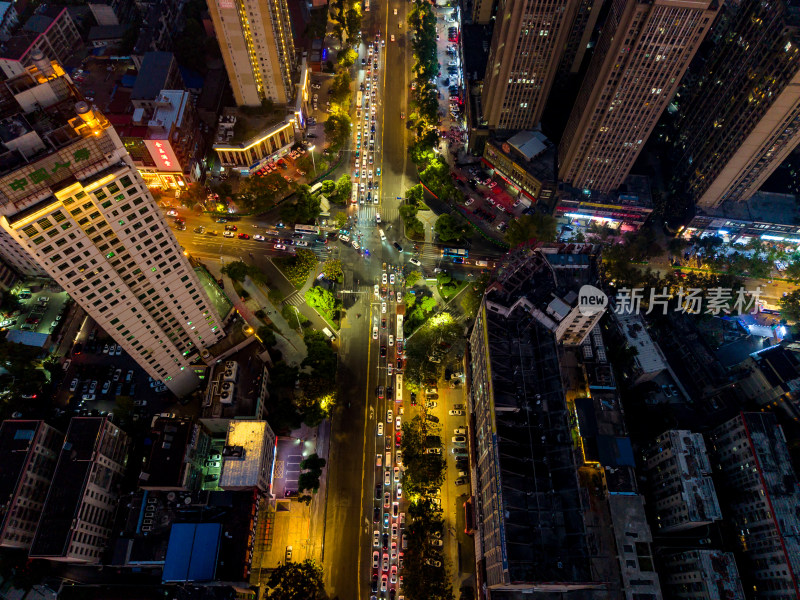 岳阳夜景交通航拍图