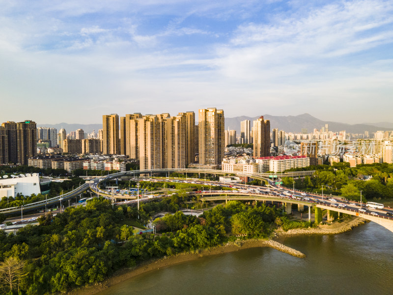 福建福州城市风光建设航拍摄影图