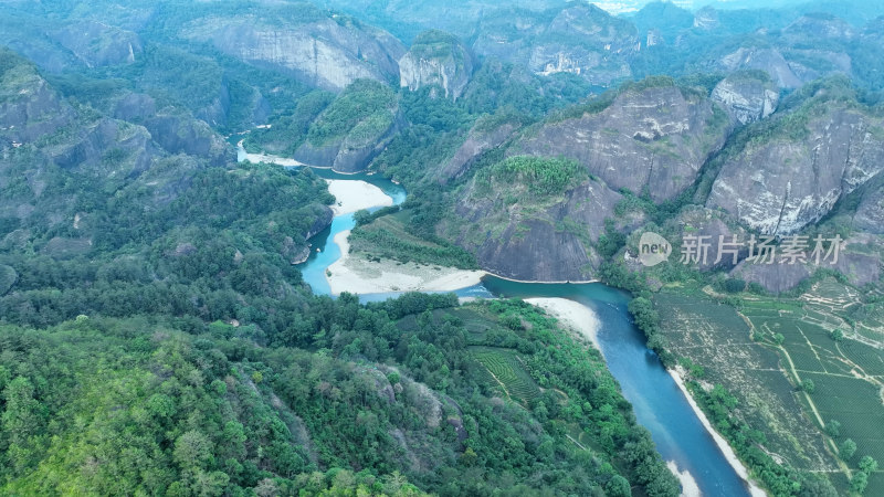 大山峰航拍武夷山茶园阳光云雾茶山大气开场