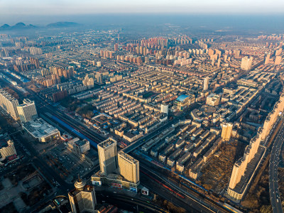 辽宁鞍山铁西区全景航拍城市风景建筑