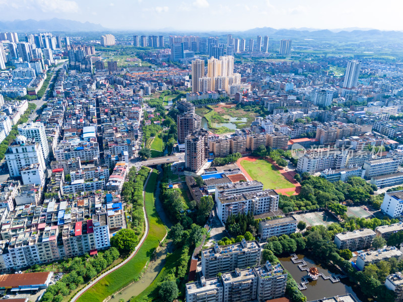 广西来宾城市大景航拍图