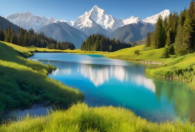 雪山高原草原森林风景