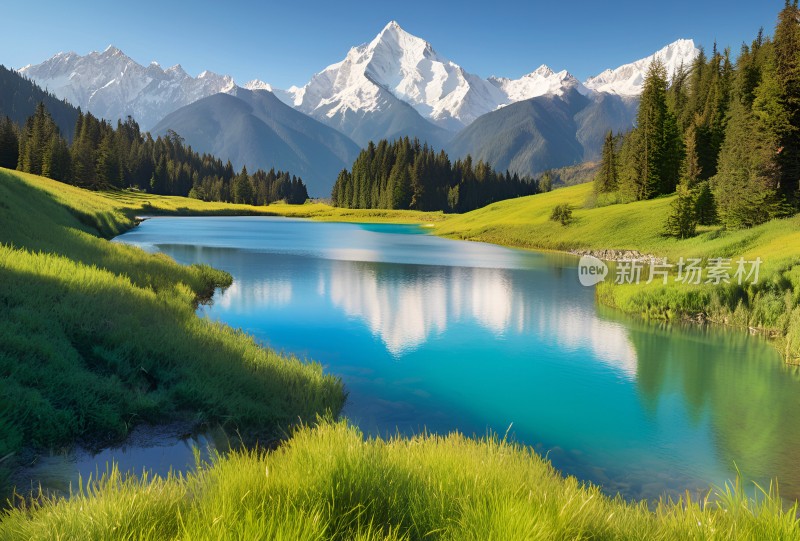 雪山高原草原森林风景