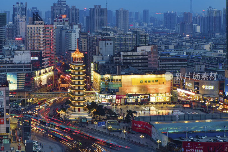 郑州二七广场商圈夜景城市风光