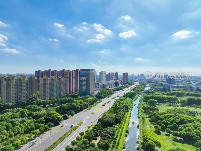 航拍江苏苏州昆山城市建筑风光大景