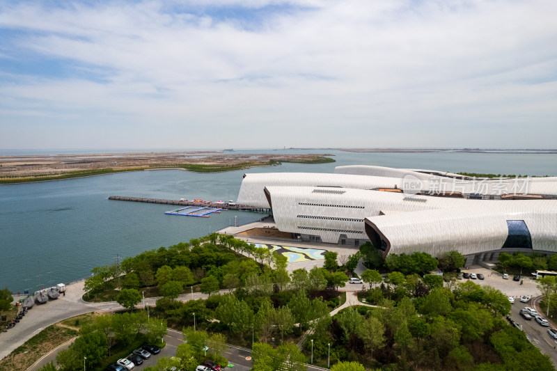 天津生态城国家海洋博物馆城市建筑风光航拍