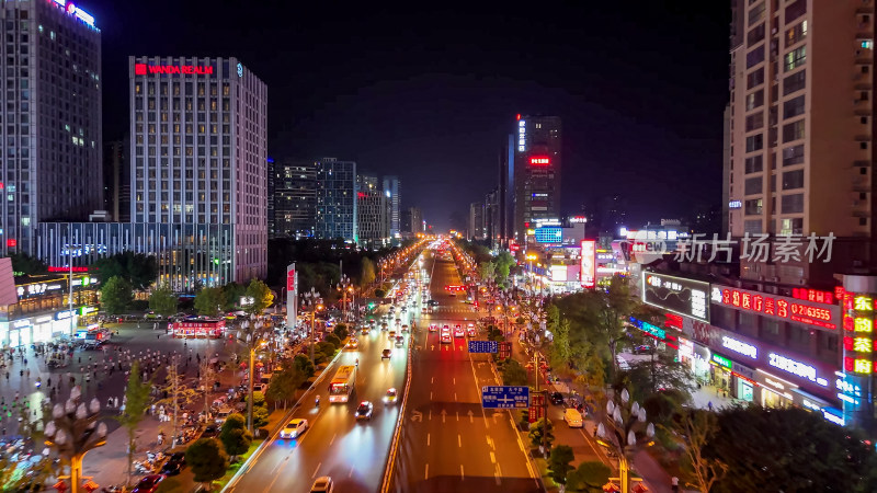 四川内江城市夜景灯光航拍图