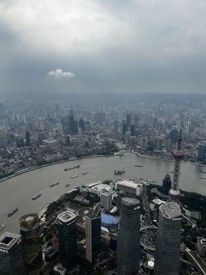 俯瞰上海黄浦江外滩陆家嘴