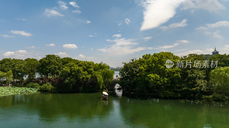 航拍杭州西湖夏季风光