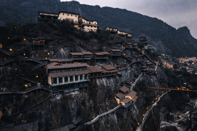 【原创】古镇 望仙谷 悬崖 古村落 夜景