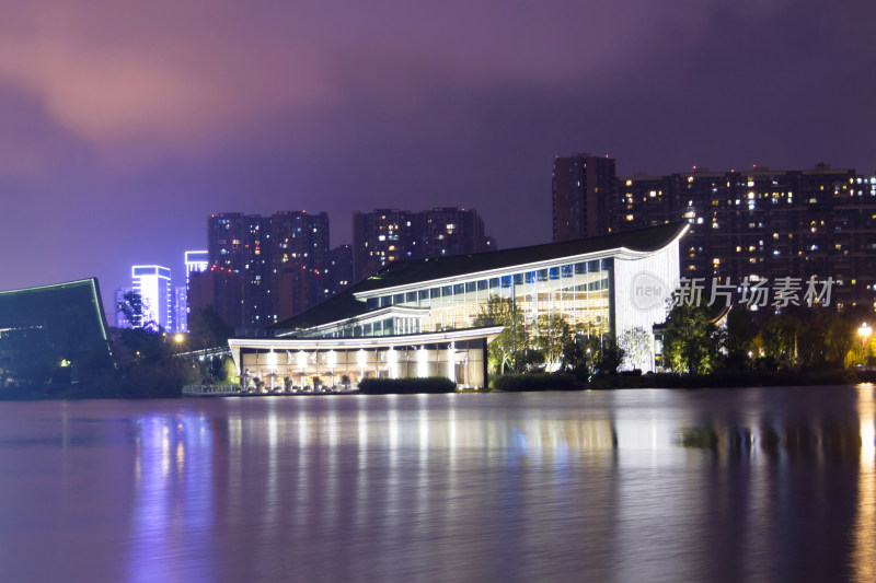 城市建筑夜景天府艺术图书馆