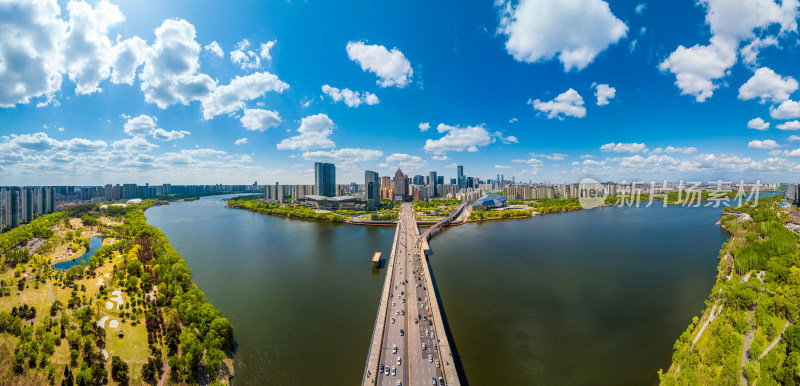 辽宁沈阳浑河大桥城市风光全景超宽接片