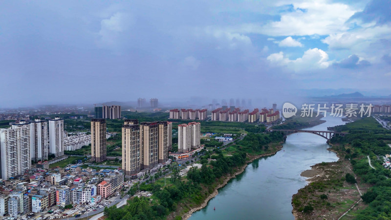 广西来宾城市建设城市大景航拍图