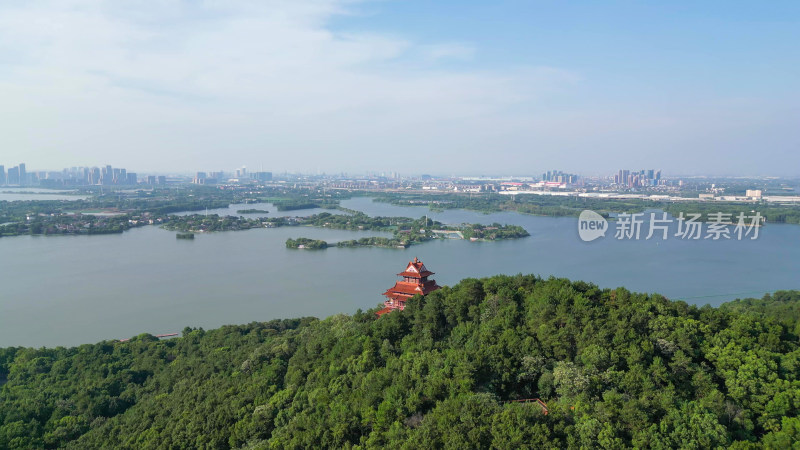 航拍湖北武汉东湖景区东湖公园