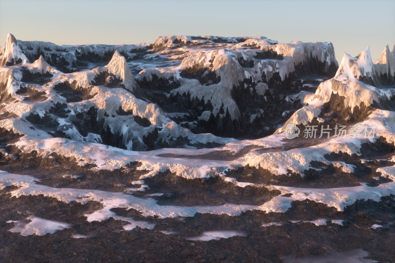 积雪的山峰 3D渲染