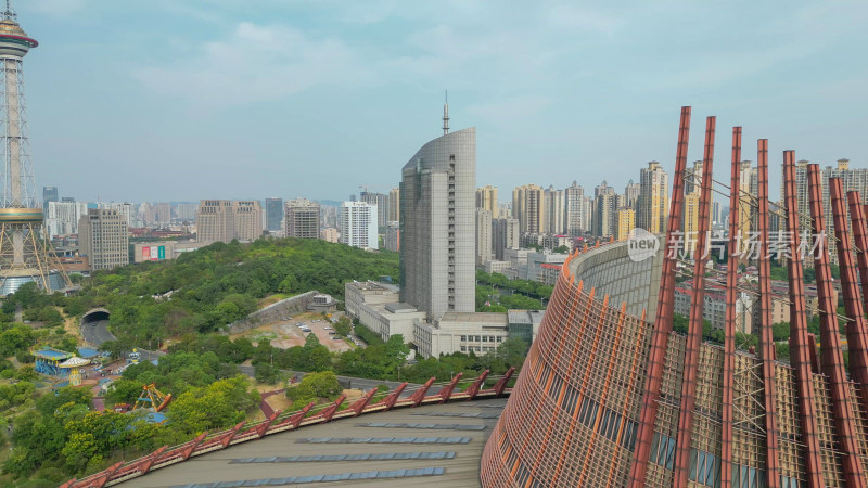 航拍湖南株洲神农城4A景区神农大剧院