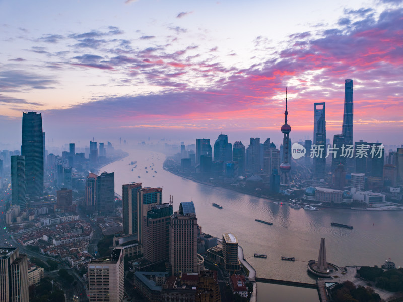 上海城市夜景陆家嘴浦西全景