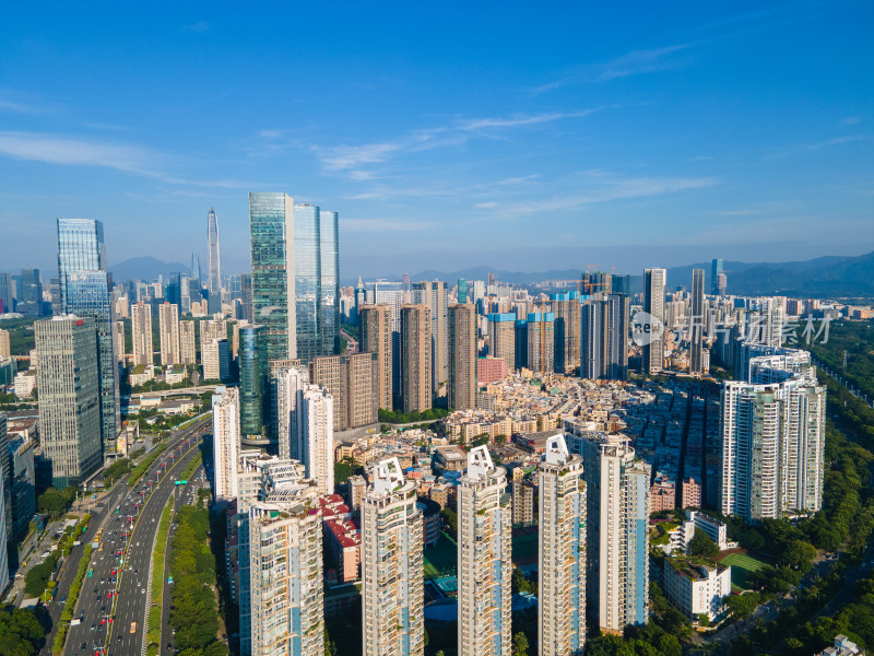 广东深圳福田下沙城市包围农村景观