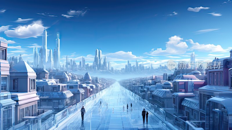 科幻插图，赛博朋克未来城市