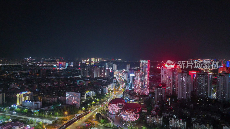 航拍四川泸州夜景泸州城市建设