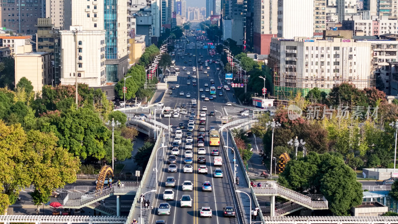 长沙城市拥堵交通航拍图