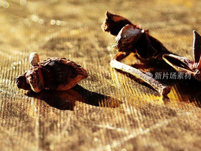 亮色背景下的干枯八角特写